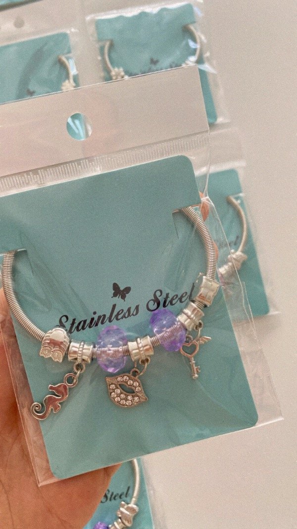 Producto - Pulsera simil Pandora. ACERO. Lila