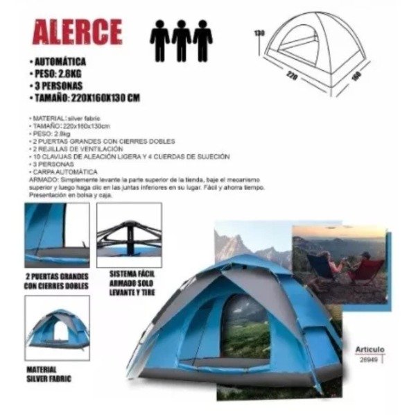 Producto - Carpa Bamboo Alerce 3 Personas Iglu Armado Automático - 2