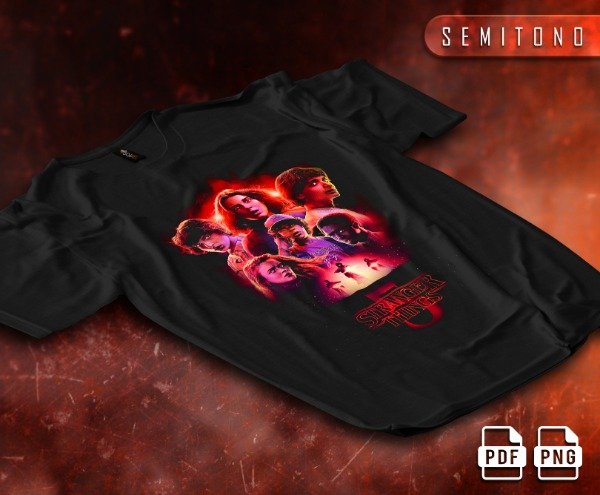 Producto - Pack De 6 Diseños Semitono Para Remeras de Stranger Things.