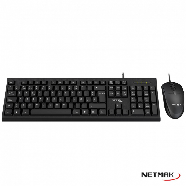 Producto - Teclado español + mouse 1600dpi -usb -ergonómico -104 teclas -Netmak (NM-KB340)