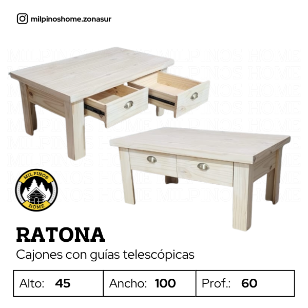 Producto - RATONA DOS CAJONES CON GUÍAS TELESCÓPICAS