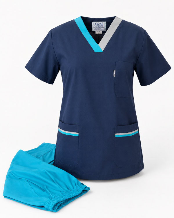 Producto - Ambo azul marino + turquesa + gris perla