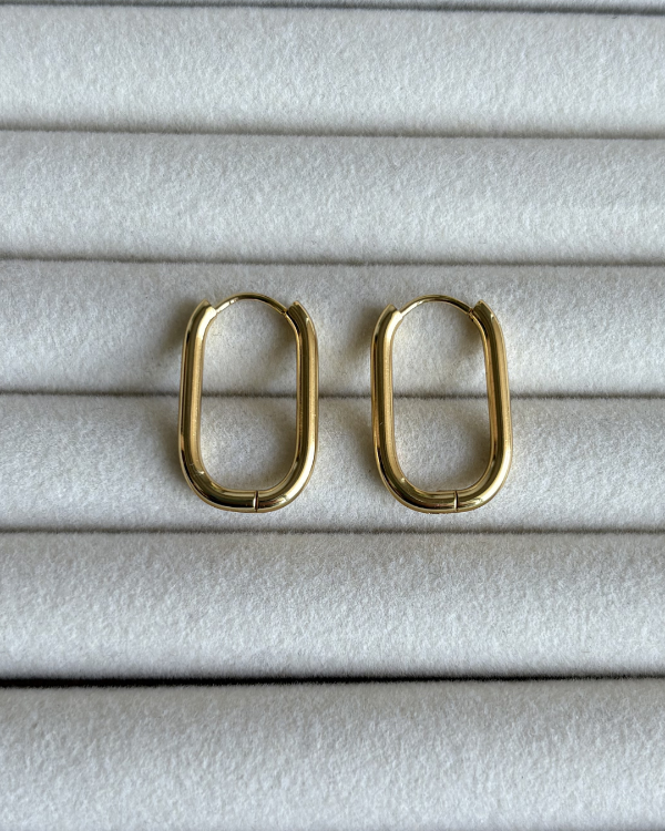 Producto - Argollas ovaladas de acero dorado 1.2cm ancho 2.2cm largo