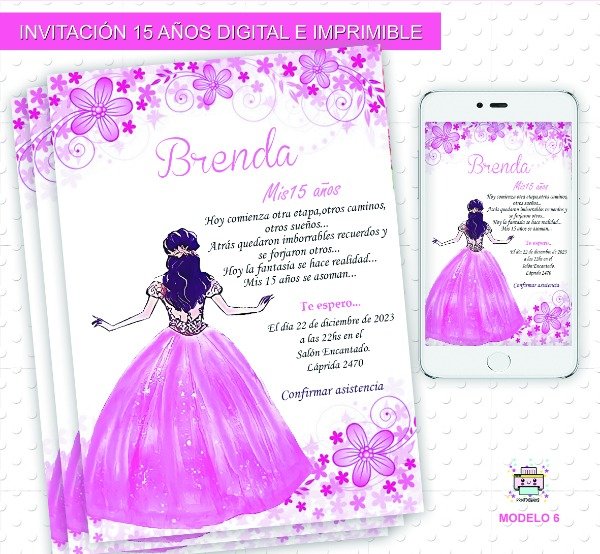 Producto - Invitación 15 años Digital e Imprimible  Muñeca M6