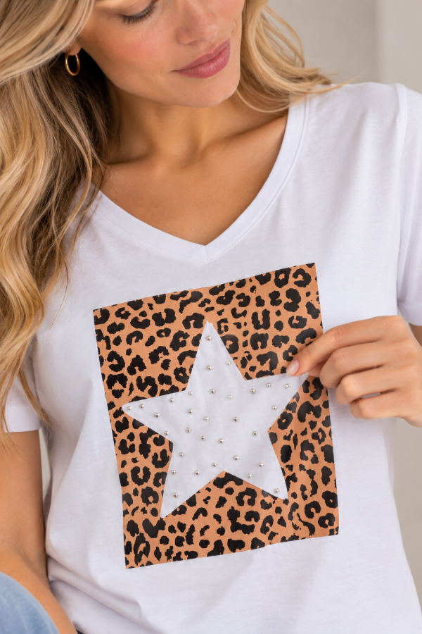 Producto - Remera de Mujer Estrella Print de Algodón Estampada - KRONE - 2