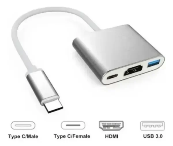 Producto - ADAPTADOR TIPO-C 3 EN 1(HDMI + USB 3.0 + TIPO-C)