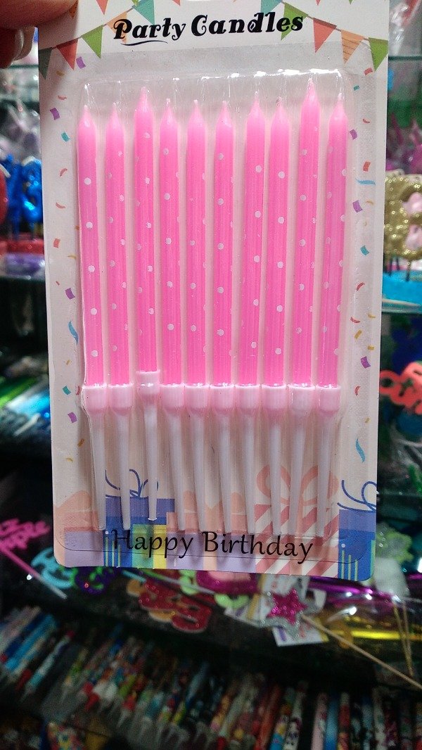 Producto - VELA PALITO ROSA CON LUNARES BLANCO