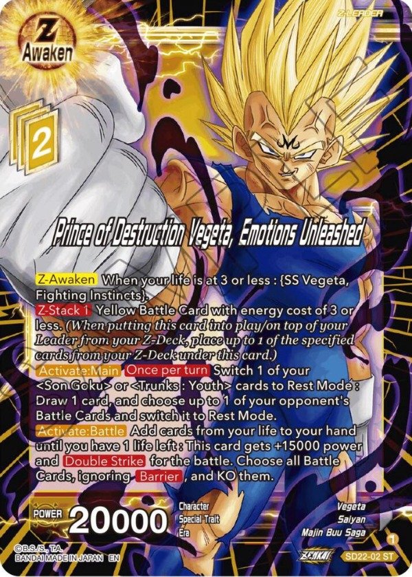 Producto - SD22-02 - Prince of Destruction Vegeta, Emotions Unleashed - ST