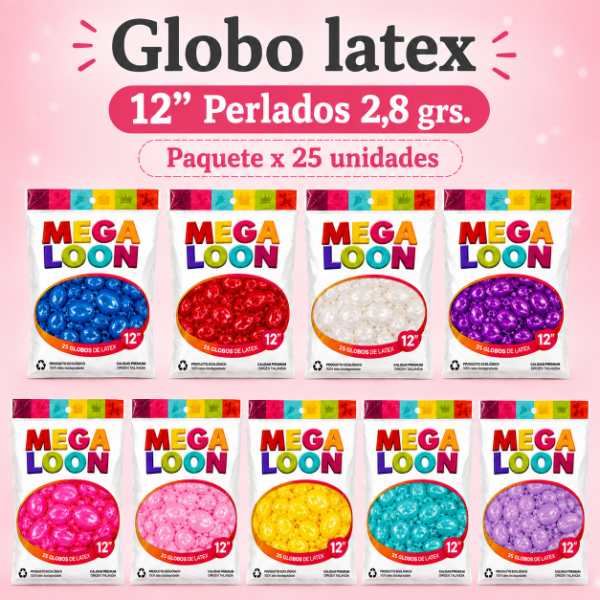 Producto - Globo Latex 12" Perlado 2,8 grs. paq x 25 unid