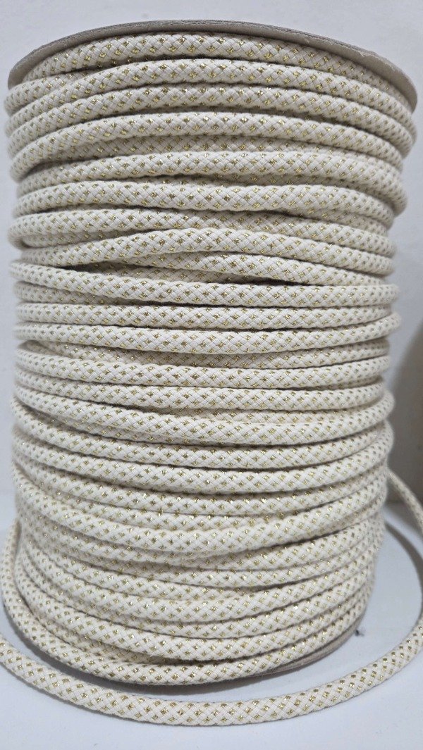Producto - Cordon de Algodón y LUREX DORADO 6mm x 100mts