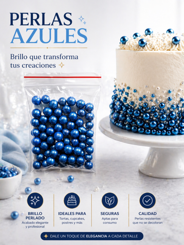 Producto - Drop perlas azules grandes.