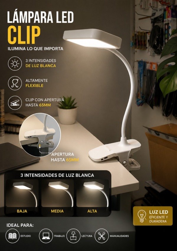Producto - LAMPARA RECARGABLE CLIP RECARGABLE FLEXIBLE