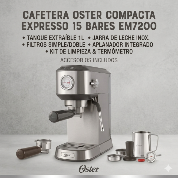 Producto - CAFETERA OSTER COMPACTA EXPRESSO 15 BARES EM7200
