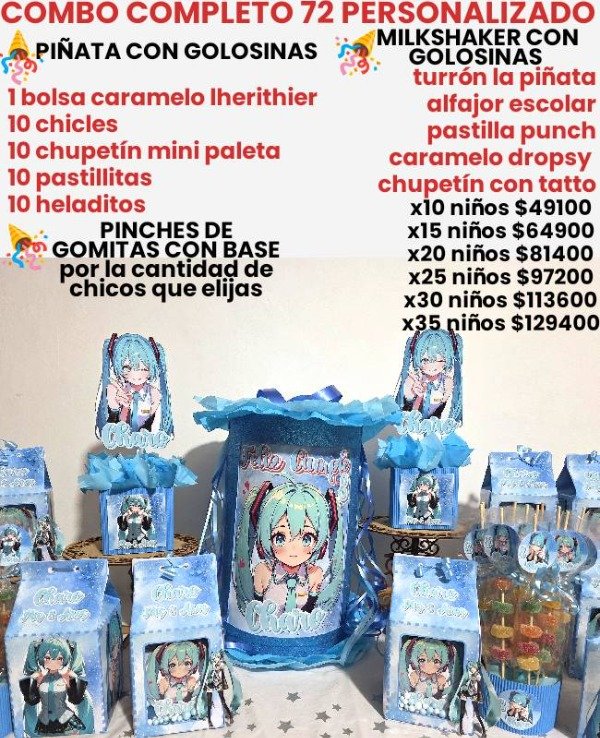 Producto - Combo cumpleaños 72 anime personalizado Hatsume miku