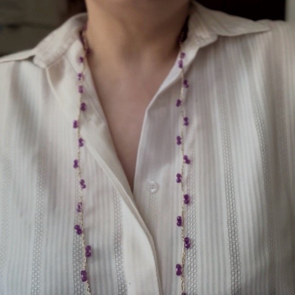 Producto - Collar infinito con cristal roca violeta! - 4