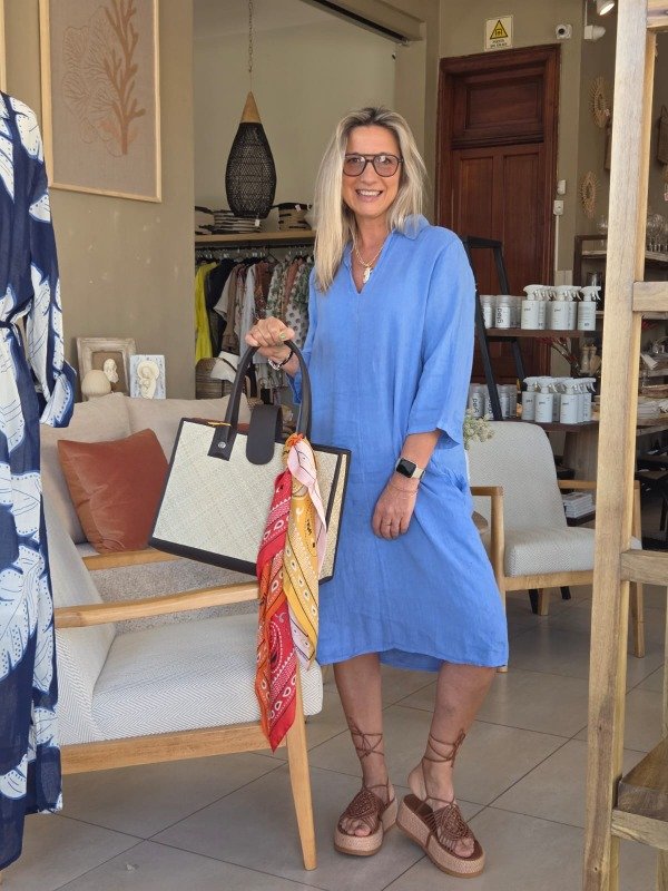 Producto - VESTIDO LINO CELESTE
