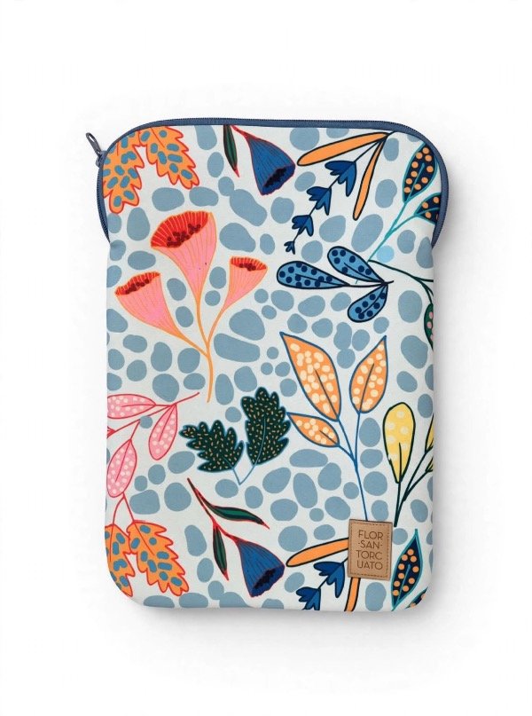 Producto - Funda notebook chica Botánico Celeste