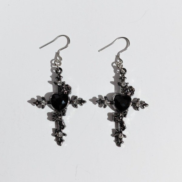 Producto - Aros cruz espina negro