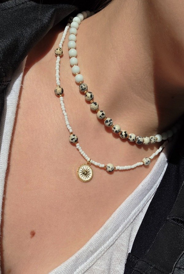 Producto - Collar Jaspe Dalmata y White Beads - 5
