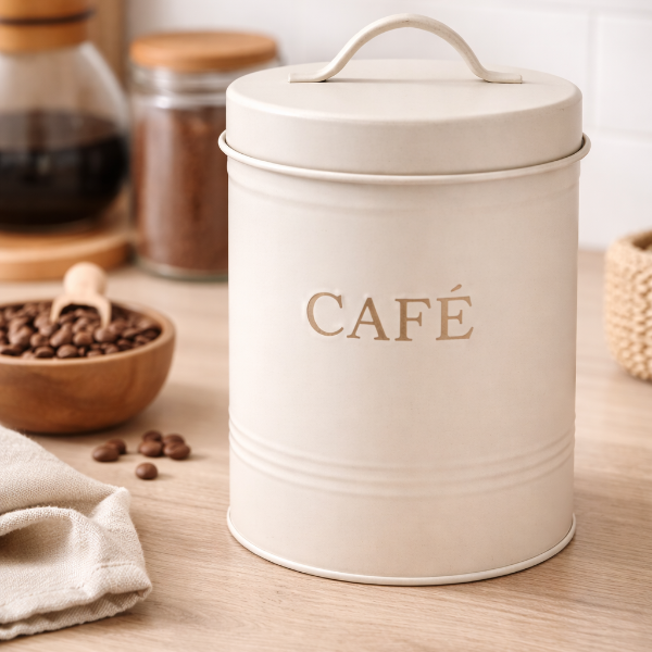 Producto - Lata para Café Vintage de Acero con Tapa Organizador de Café para Cocina