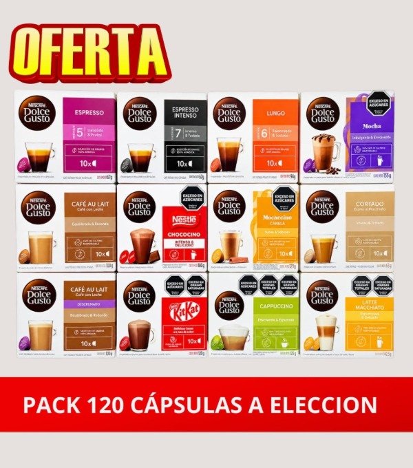 Producto - PACK 120 CAPSULAS A ELECCION    12 cajas de 10u, sabores en la descripcion