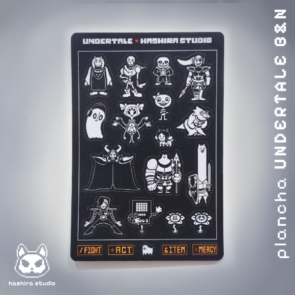Producto - Plancha de Stickers Undertale ByN