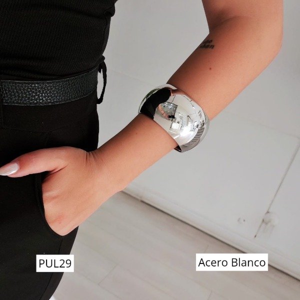 Producto - Pulsera bombe ancha plat/dor.