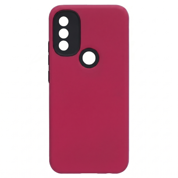 Producto - Funda TPU revestida con Silicona - Color Fucsia y Negro - Motorola E20 -