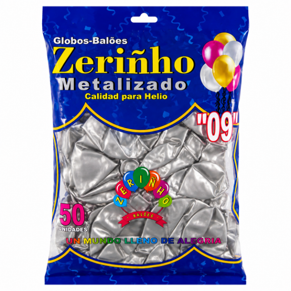 Producto - GLOBO ZERIÑHO REDONDO 9" METALIZADO X50un.