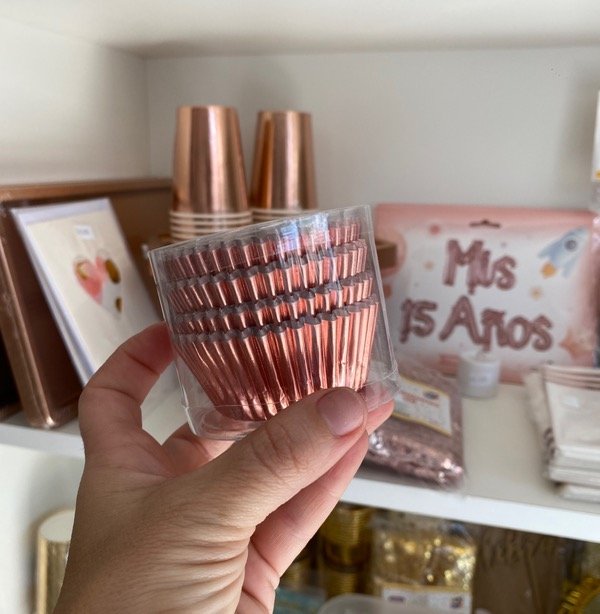 Producto - Pirotines metalizados x blíster de 100 Unid ROSA GOLD