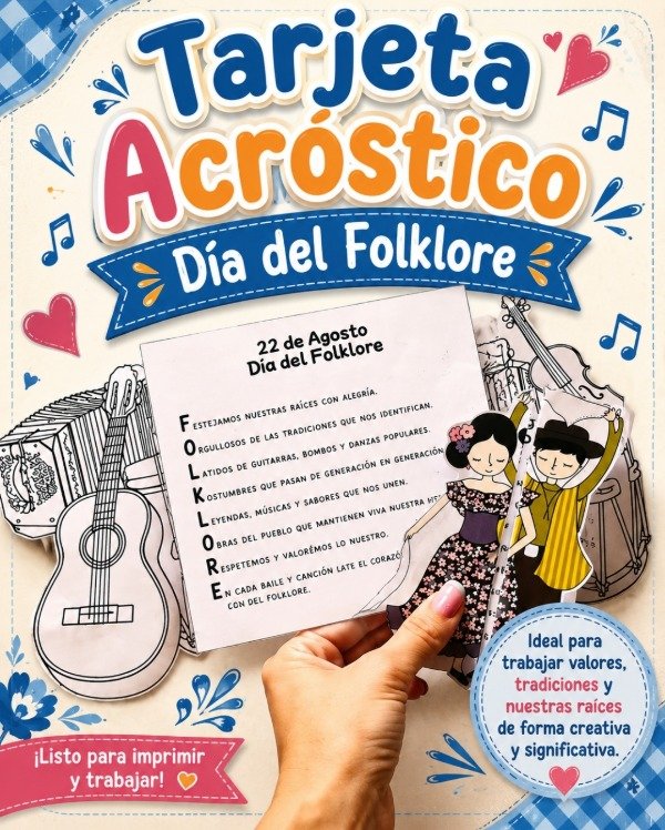 Producto - TARJETA ACRÓSTICO. DÍA DEL FOLKLORE