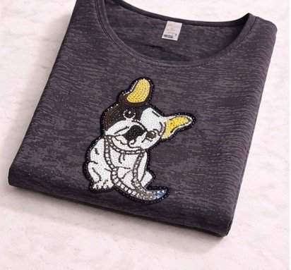 Producto - Musculosa gris . French lentejuelas