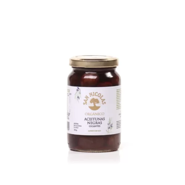 Producto - ACEITUNAS NEGRAS GIGANTES -ORGÁNICAS -SAN NICOLÁS- 250ML