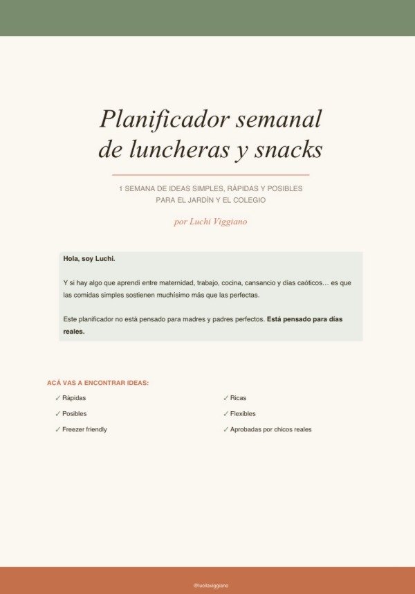 Producto - Planificador Semanal de Luncheras y Snacks