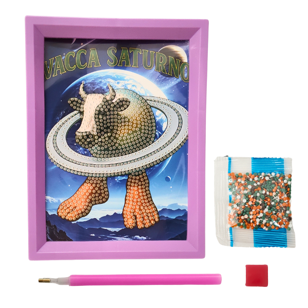 Producto - Cuadro pintura con diamante Vaca saturno