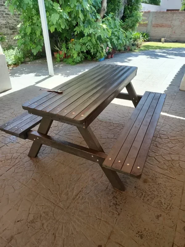 Producto - Mesa Exterior Picnic Canadiense Madera Plástica 160x80 Cm