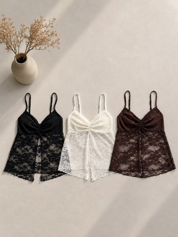 Producto - TOP FRUNCE PECHO ENCAJE