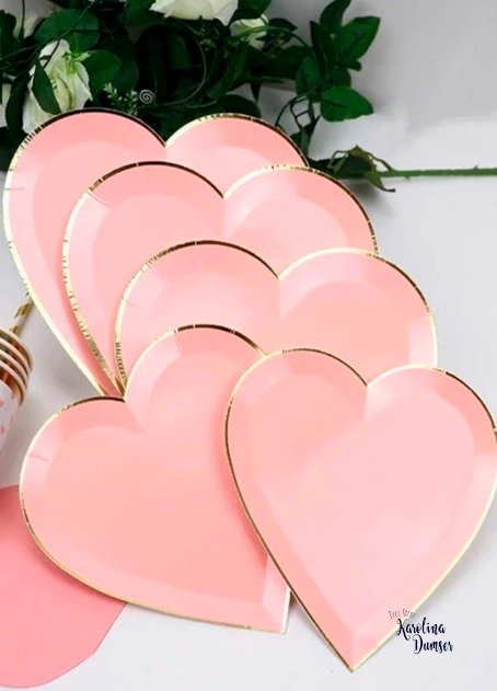 Producto - Plato Polipapel Corazón Rosa por 5 unid.