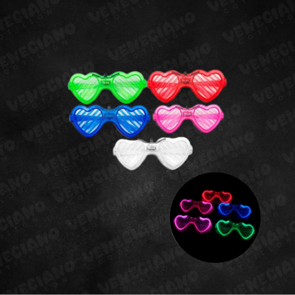 Producto - Anteojo Corazón Luminoso Rayado HILO LED