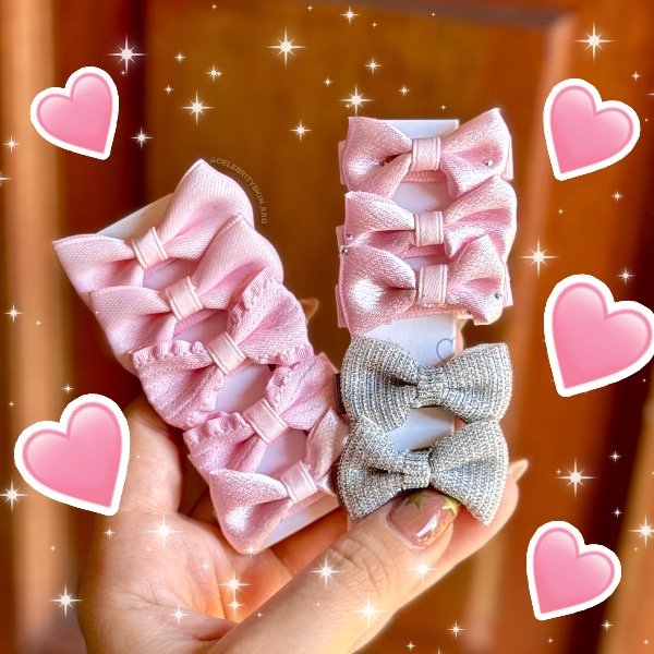 Producto - MINIS BROCHES CON MOÑOS ROSAS Y PLATA X 10 UNIDADES