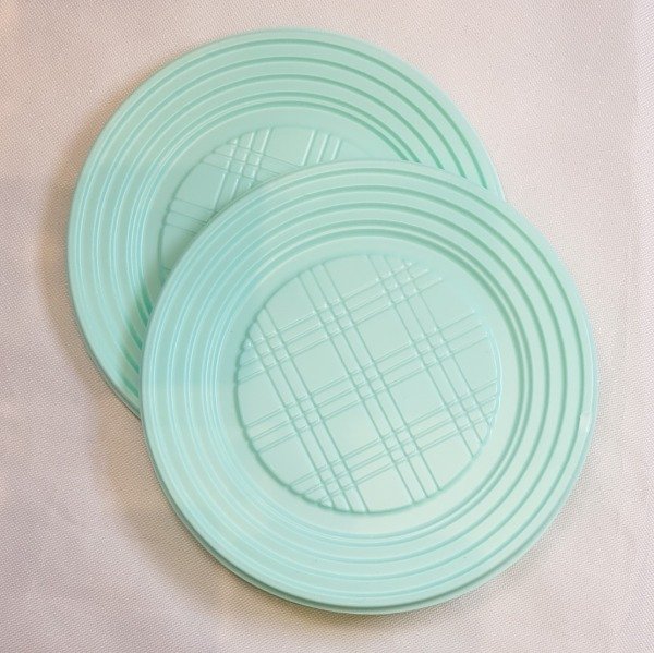 Producto - Platos plasticos chicos color aqua 17x17cm x48un