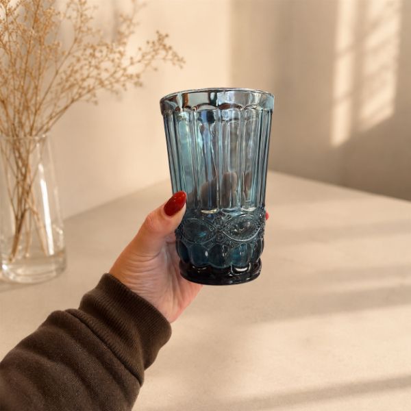 Producto - Set x 6 vasos labrado azul vidrio 250ml - 0