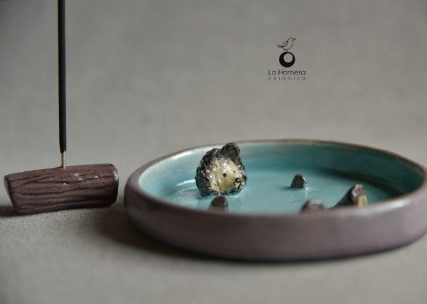 Producto - Porta Sahumerio Y Espiral Cerámica Artesanal De Autor 12cm - 7