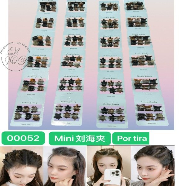Producto - TIRA X6 BLISTER MINI BROCHES DE PELO COLORES VARIOS DISEÑOS 00052