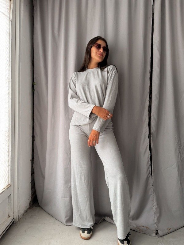 Producto - Conj M/L de morley, reme con tajo pant vintaje - Gris