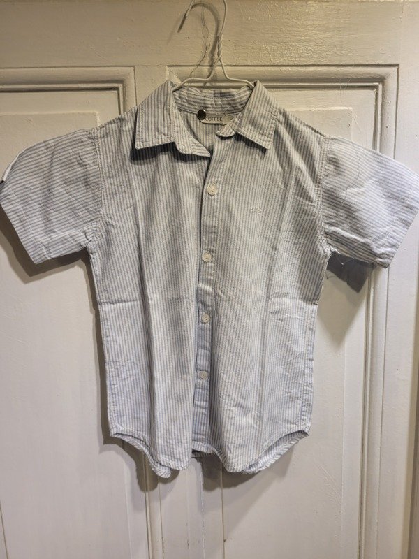 Producto - Camisa COFFEE rayada celeste y blanco Talle 6 años - PRECIO: 12X