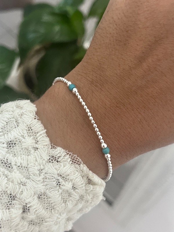 Producto - Pulsera bolitas combinada con bolitas turquesas