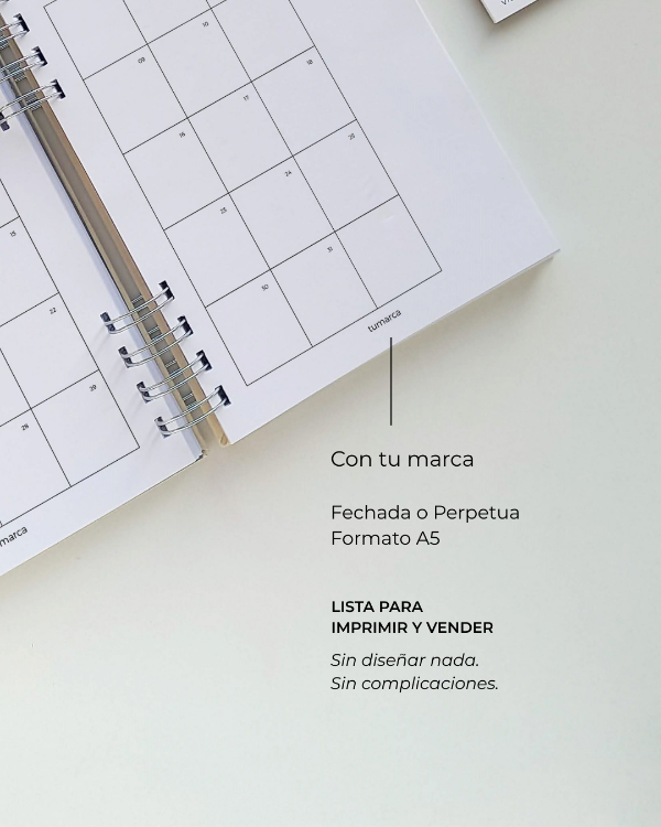 Producto - Agenda Semanal - Weekly Notebook Perpetua/Sin Fechas personalizada con TU MARCA
