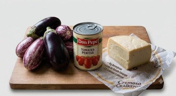 Producto - Combo c/ queso 3:1kg berenjenas, lata de tomate Donpepe, 1/2 cremoso Craikense