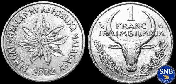 Producto - Madagascar - 1 Franco (2002) KM #8 [UNC] - Tercera República